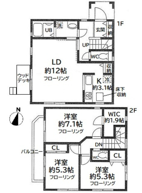 ＱＵＡＴＲＥ　ＳＡＩＳＯＮＳ　宮崎台Ｆ棟の間取り