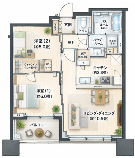 【間取り】 | シティタワー武蔵小杉　武蔵小杉駅4分/3駅6沿線利用可/高層階/トランクルーム有
