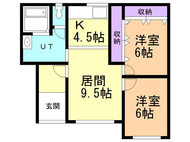 室蘭市港南町1丁目13-7長屋の間取り