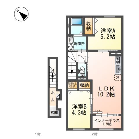 (仮称)豊中市刀根山新築アパートの間取り