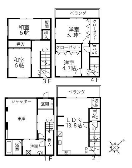 三軒家東４丁目戸建の間取り