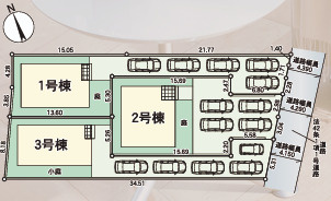 福岡市東区三苫第１３　2号棟の区画図