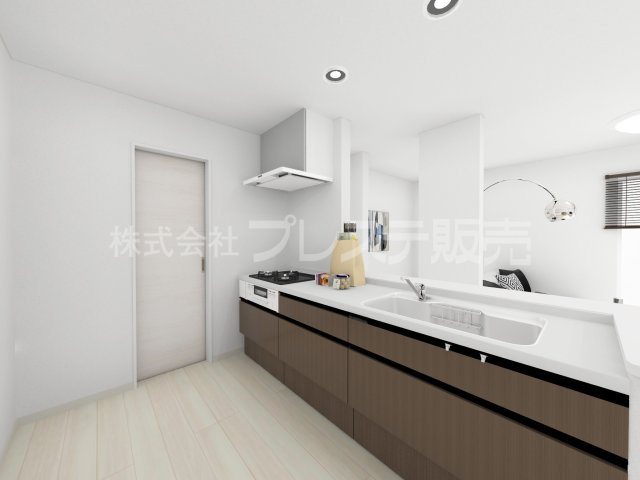 生駒市壱分町の新築一戸建 全４区画のキッチン|１号地キッチン完成イメージ／人気の対面キッチン♪