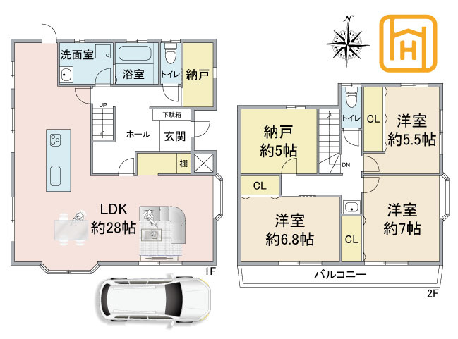 尼崎市西難波町4丁目中古戸建て｜3LDK+2S+駐車1台可の間取り|※現況と図面が異なる場合現況を優先いたします。