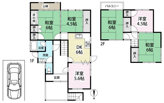 ◆令和８年１０月リフォーム完了予定◆南向きバルコニー◆６LDK◆宇治市木幡御蔵山の間取り