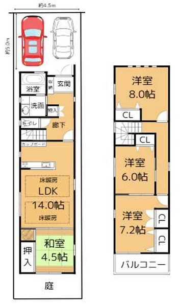 明石市日富美町　中古戸建の間取り