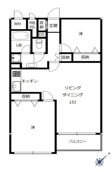 【間取り】 | ハイツ赤坂 | 居室と水回りが効率よく配置された使いやすい間取りです！家具の配置もしやすく快適に生活できますよ！