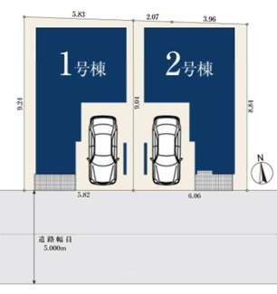 【区画図】 | 【仲介手数料無料！！】府中市西府町3丁目　新築戸建て（全2棟）2号棟　4880万円