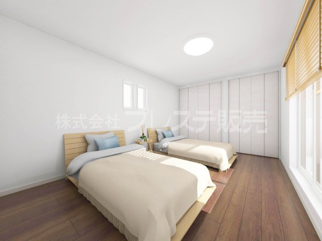 生駒市壱分町の新築一戸建 全４区画の洋室|３号地２階洋室（主寝室）完成イメージ／南向きですので、陽あたり良好です♪
