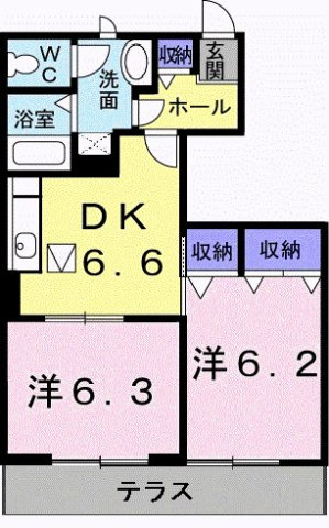 ベルメゾン　ハラダＡの間取り