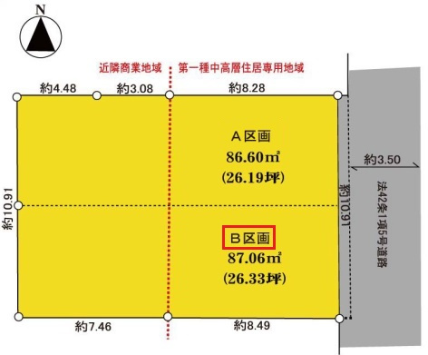 大谷口北町売地の土地図