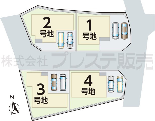 生駒市壱分町の新築一戸建 全４区画の区画図|全体区画図
