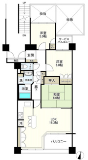 【間取り】 | ガーデンステイツ東村山 | 3LDK／専有面積:72.95ｍ2／バルコニー面積:5.37ｍ2