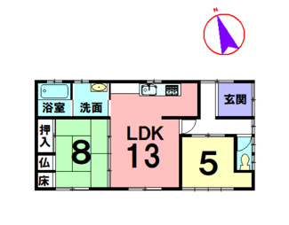 【間取り】 | 三木市別所町朝日ケ丘　貸家