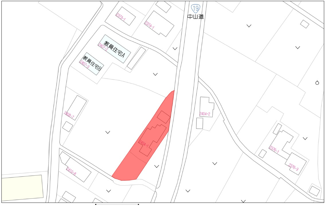 塩尻市大字宗賀洗馬　【売土地／解体後更地渡し】の土地図