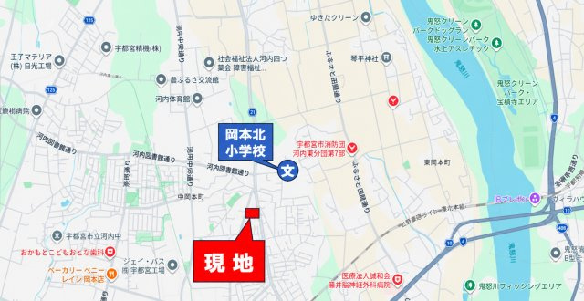 宇都宮市東岡本町　売土地の地図