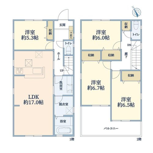 「太陽光つき」「閑静な住宅地」大久保町松陰7期　全6区画3号棟の間取り