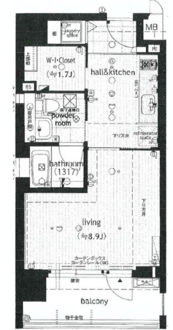 エイペックス東心斎橋Ⅱの間取り|エイペックス東心斎橋Ⅱ　ウォークイン付きの間取り