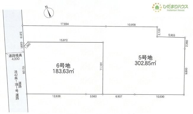 【土地図】 | 土浦市木田余西台第2　売地　6号地 | 建築条件はありません！お好きなハウスメーカーで建築できます☆
(6号地)