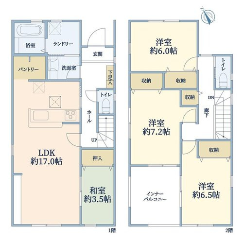 「全居室収納豊富」大久保町松陰7期　全6区画4号棟の間取り