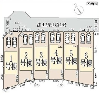 「全居室収納豊富」大久保町松陰7期　全6区画4号棟の区画図