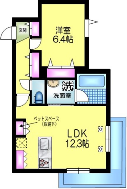 ユーグラシア　Ｃの間取り|★ペットスペースあり★