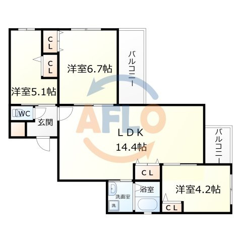 ゼンラフォーレ緑橋Ⅲの間取り|（仮称）ゼンラフォーレ緑橋III　間取り