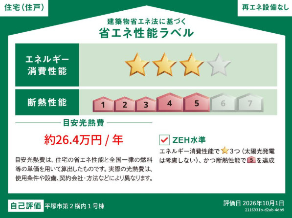 【省エネ性能ラベル】 | 平塚市横内　限定１棟　新築住宅