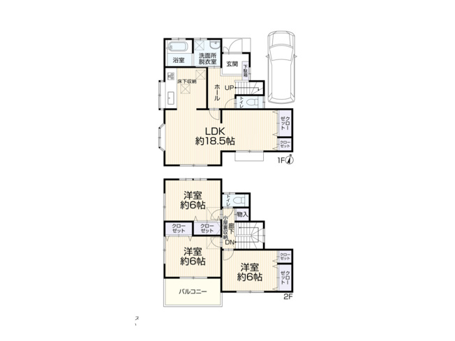 【間取り】 | 山際中古戸建 | 3つの居室とゆとりあるLDKを備えた3LDKの中古戸建。家族が集まるリビングと個室のバランスがよい間取りです。回遊しやすい家事動線と豊富な収納で、忙しい毎日もゆとりをもって過ごせます。