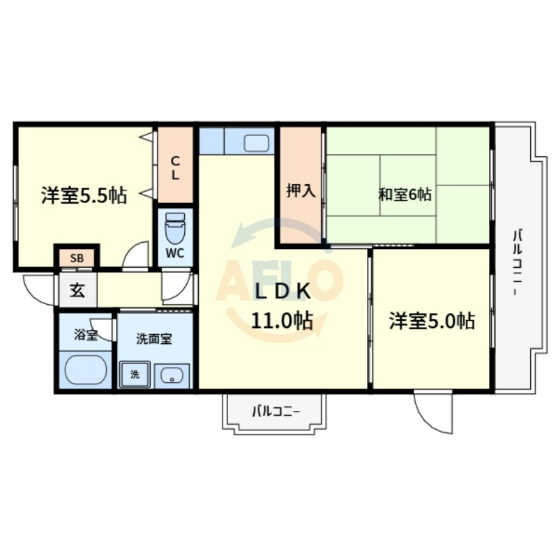 セゾンアルビレオ　南田辺小学校区の間取り|セゾンアルビレオ　間取り