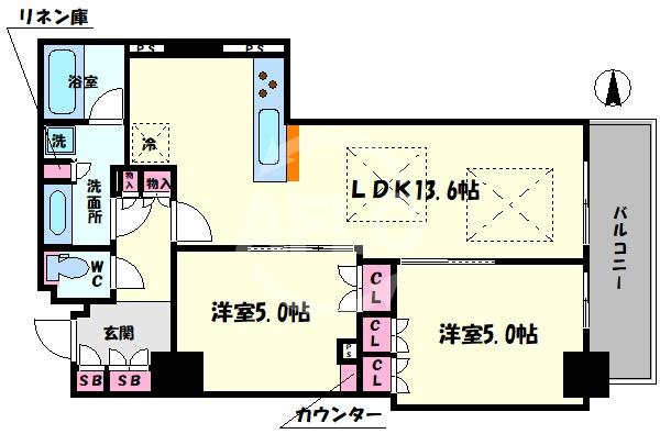 ブランズタワー・ウェリス心斎橋SOUTH　南小学校区の間取り|ブランズタワー・ウェリス心斎橋SOUTH　間取り