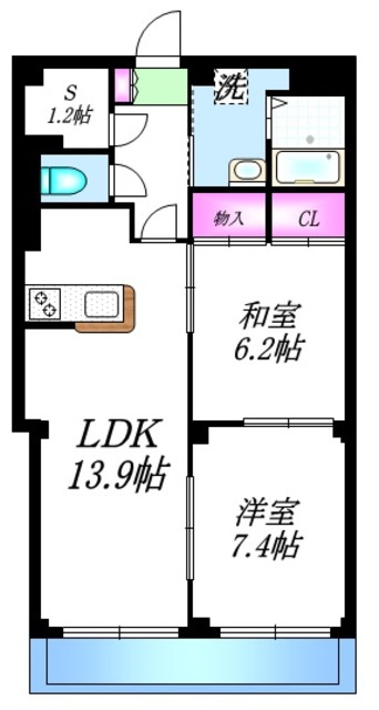富士見坂住宅の間取り|ゆったりとした２ＬＤＫ