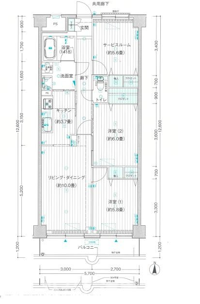 ベルググランデ湘南松風の間取り|南向き　２SLDK