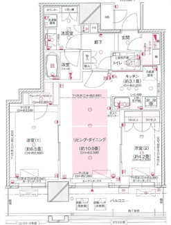 【間取り】 | ブランズタワー梅田North | 【間取り】22階・南向き住戸！全居室バルコニーに面しており、開放感◎