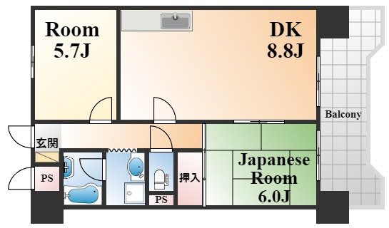 神戸市東灘区深江浜町の賃貸マンションの間取り