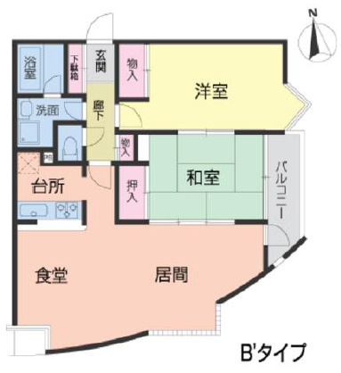 西宮市越水町の賃貸マンションの間取り