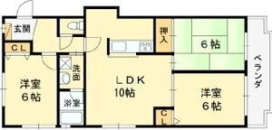 西宮市松山町の賃貸マンションの間取り