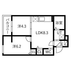 神戸市灘区下河原通１丁目の賃貸マンションの間取り