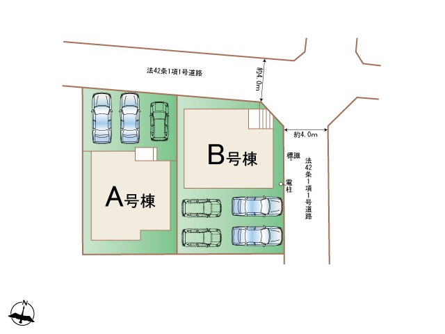 仲介手数料不要　新築 北区武蔵ケ丘3丁目 A号棟 武蔵塚駅徒歩10分 4LDKの区画図|区画図 北側4m道路