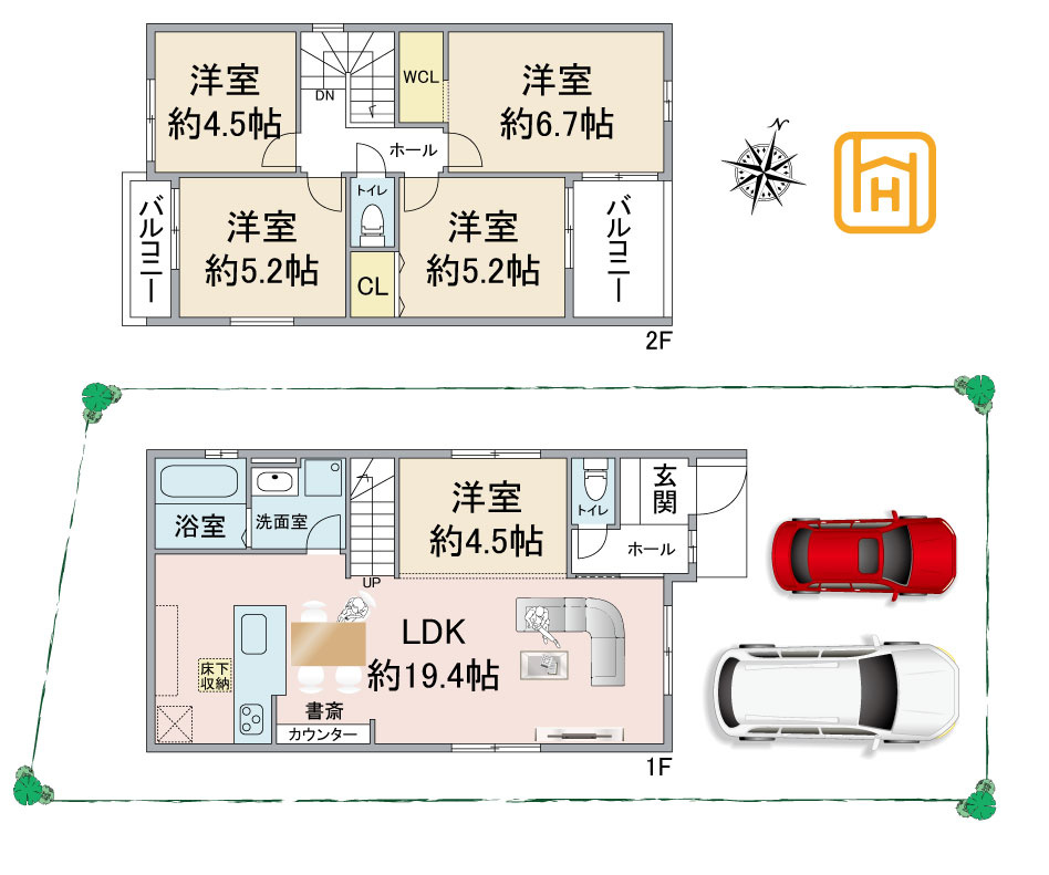 テラシエ寝屋川市成田東が丘新築一戸建て｜4LDK＋駐車2台可（車種制限有）の間取り|※図面と現況に相違がある場合は、現況を優先します。