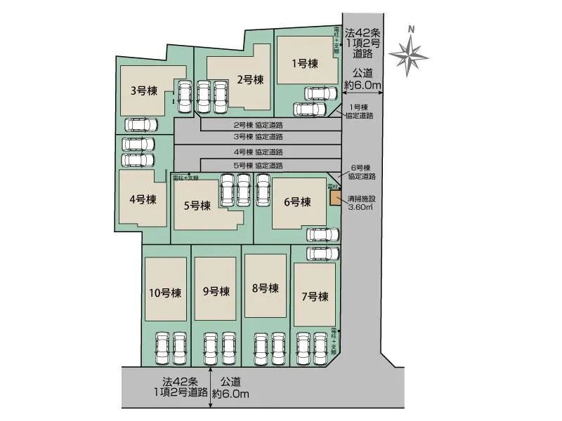 [新築住宅] 坂戸市片柳 全10棟の区画図