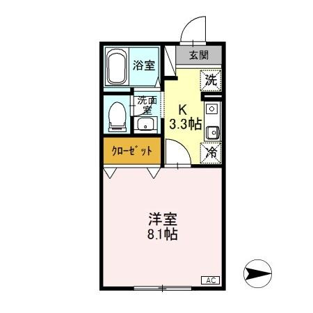 マイルド Ｃの間取り|間取図（マイルド Ｃ 201）1K
