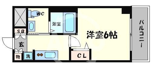 エステムプラザ難波WESTⅡプレディア　　塩草立葉小学校区の間取り|エステムプラザ難波WESTIIプレディア　開放感ある間取り