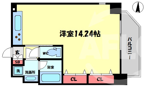 クレグラン北梅田の間取り|クレグラン北梅田　開放感のある間取り