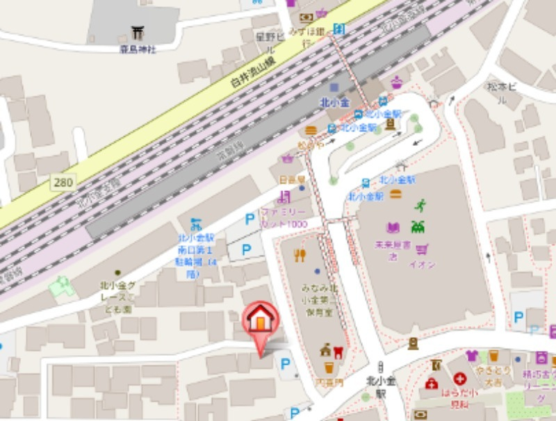 松戸市小金のアパートの地図