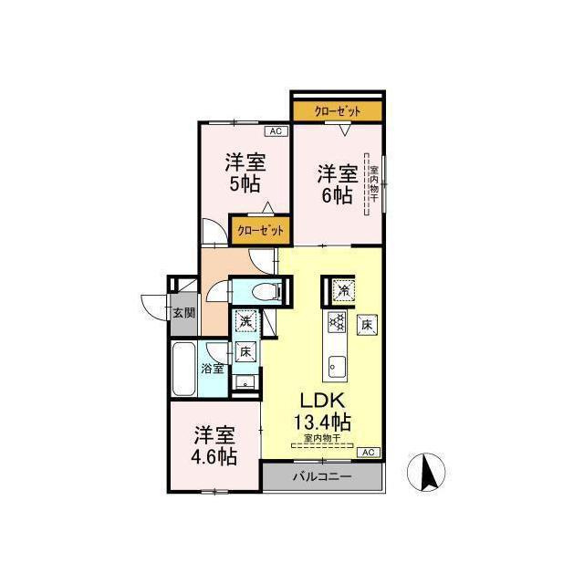 岐阜市下土居１丁目のアパートの間取り