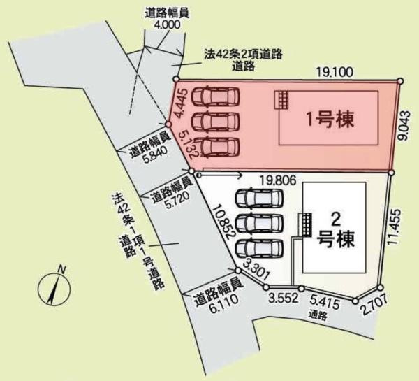 クレイドルガーデン前橋市粕川町女渕第３　１号棟の区画図|区画図