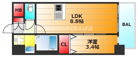 プレサンス難波マジョリティの間取り|現状有姿