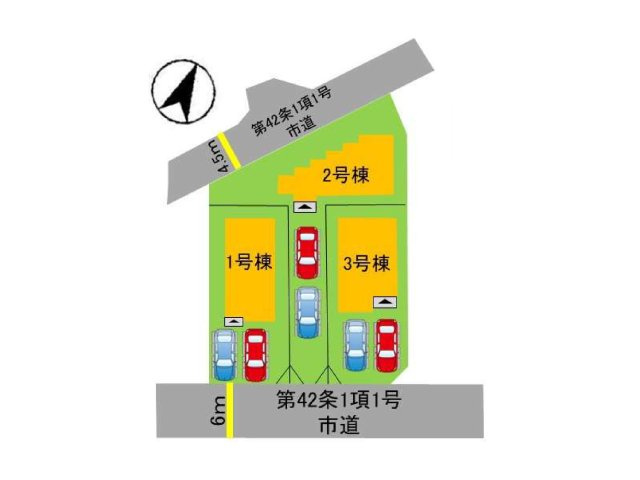 福岡市西区野方3丁目第6-3棟（2号棟）の区画図|配置図（2号棟）