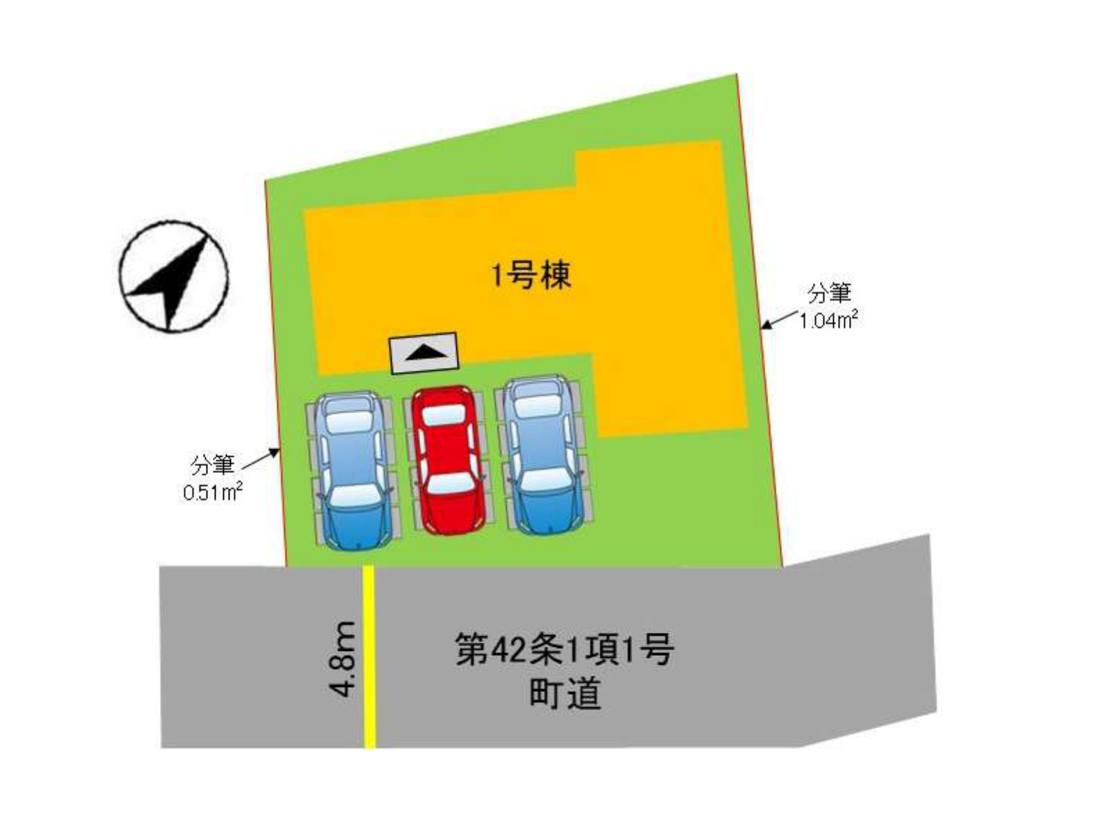糟屋郡粕屋町仲原第4-1棟（1号棟）の区画図|配置図